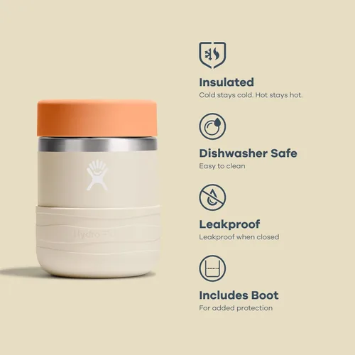 Vista 9 de Hydro Flask Recipiente de alimentos aislado – Contenedor de aperitivos para niños y lonchera – Tarro de comida de 12 onzas en color morado anémona