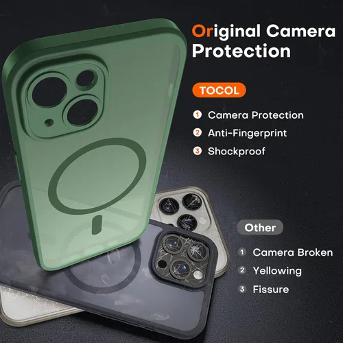 Vista 894 de TOCOL Funda para iPhone 11, compatible con Magsafe, protección completa de cámara, imanes integrados, protección contra caídas, funda translúcida