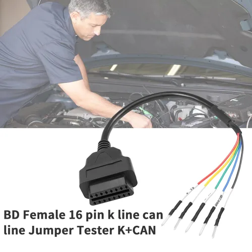 Vista 4 de YACSEJAO OBD2 - Conector hembra de 16 pines, 1 pie OBD2 a 5 pines, cable de probador de puente universal coleta DIY adaptador Mobley