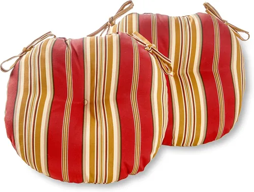 Vista 36 de Greendale Home Fashions Cojín redondo para asiento bistro de 15 pulgadas, 2 unidades (paquete de 1), Adobe Stripe