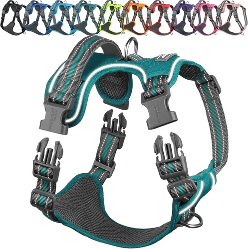 Vista 11 de VIVAGLORY Arnés para perro Easewalk - Arnés para perro sin tirones con asa clip frontal y clip trasero para entrenamiento, caminar y levantar, sin
