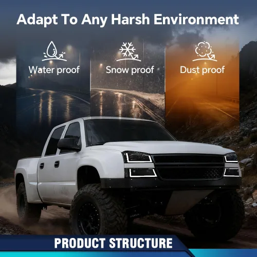 Vista 7 de PIT66 Conjunto de Faros LED DRL Compatible con Chevy Silverado 1500 2500 3500 HD Modelo 2003-2006/ 03-06 Avalanche 1500 2500