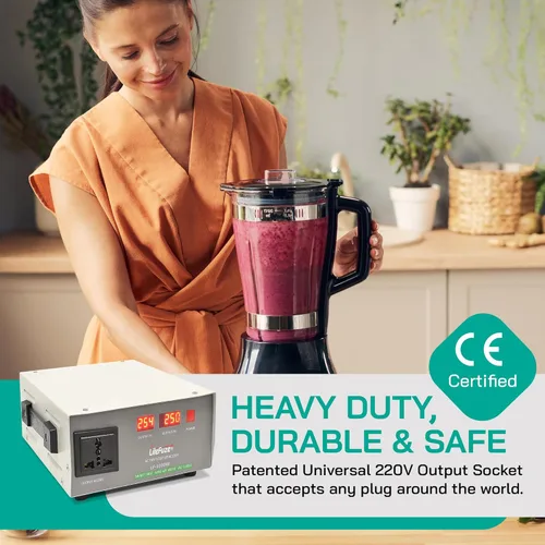 Vista 5 de LiteFuze LF - Transformador de voltaje elevador de alta resistencia de 1000 vatios con tecnología de detección de potencia - Convertidor de 110/120