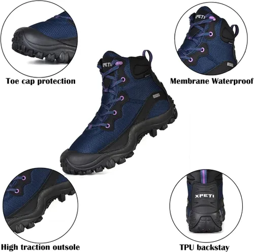 Vista 2 de XPETI Botas de senderismo Dimo Mid impermeables para exteriores antideslizantes