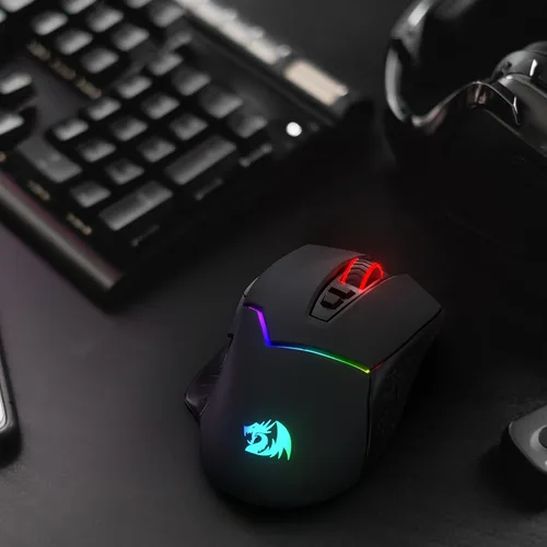 Vista 9 de Redragon M690 PRO - Mouse inalámbrico para juegos 8000 DPI con cable y llave de disparo rápido 8 botones macro diseño ergonómico para PC Maclaptop
