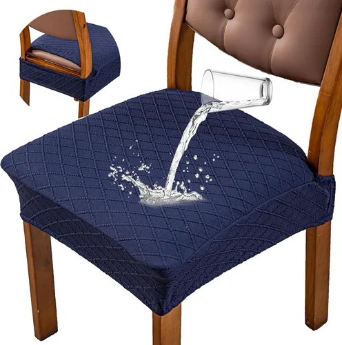 Vista 14 de Genina Fundas de asiento impermeables para sillas de comedor, fundas de sillas de comedor, fundas de sillas de cocina (gris, 6 piezas)
