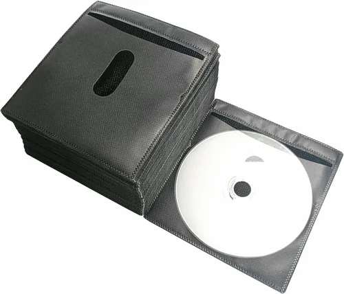 Vista 23 de Paquete de 100 fundas de plástico de repuesto de doble cara para CD y DVD, material grueso no tejido de doble cara para almacenamiento de CD y DVD