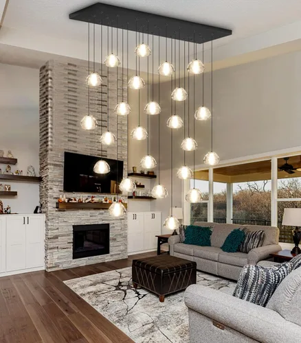 Vista 20 de Lámpara colgante moderna de cristal para isla de cocina, comedor, dormitorio, pasillo, color negro