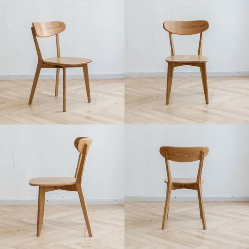 Vista 8 de Sillas de comedor 100% madera de roble macizo, prácticas sillas de cocina para comedor, cocina, sala de estar (4, natural)