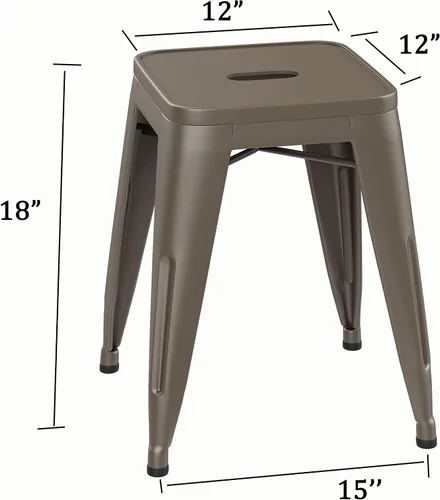 Vista 3 de Taburetes cortos de 18 pulgadas para taburetes de aula, juego de 4 sillas de comedor, taburetes de bar de metal, apilables, taburete corto