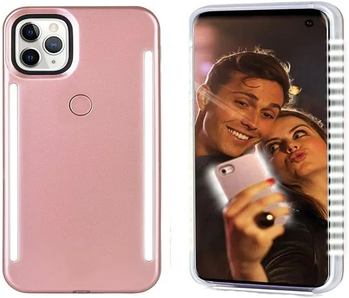Vista 6 de Selfie Light-Up - Funda para iPhone 13 Pro Max: frontal y trasera, recargable, alto brillo, protección negra