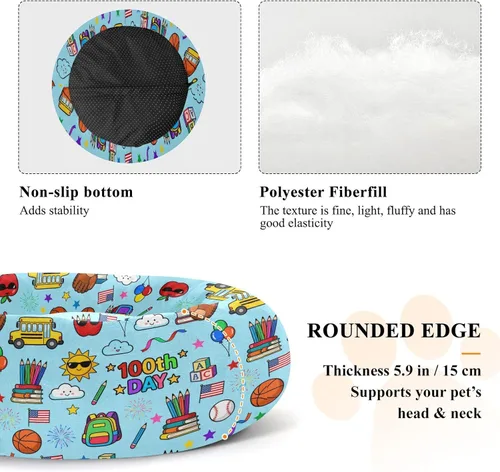 Vista 5 de Wudan Pet Cat Beds Donut Cuddler Fluffy Puppy Beds for Extra Small Size Pets Supplies XS 100th Day Celebration Pattern Blue