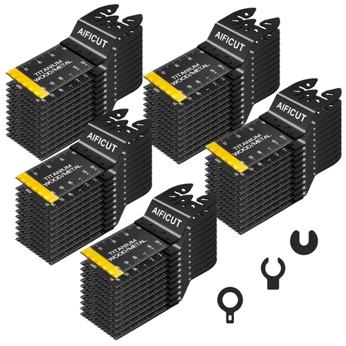 Vista 7 de AIFICUT 15 hojas de sierra oscilantes de titanio, cuchillas multiherramienta universales para clavos de metal, material duro y madera y plástico