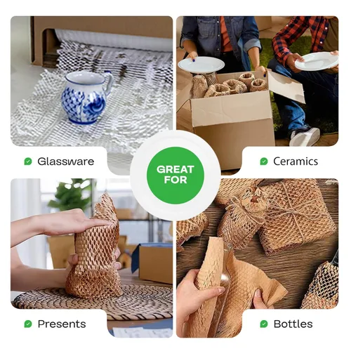 Vista 5 de IDL Packaging Rollo de repuesto de 15.25 pulgadas x 300 pies (paquete de 1) para estación de papel de embalaje de panal HexcelWrap MP-300W, blanco