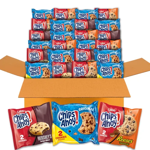 CHIPS AHOY! Paquete variado de galletas, chispas de chocolate original, chispas de chocolate masticables con tazas de mantequilla de maní Reese's y