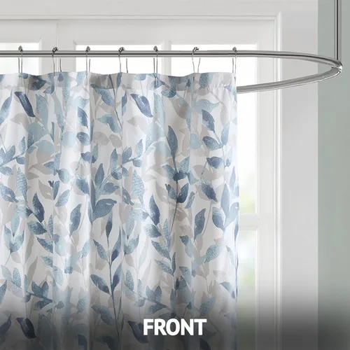 Vista 3 de Madison Park Essentials - Cortina de ducha Sofía, lujoso estampado botánico, decoración moderna y serena de baño, lavable a máquina, pantalla