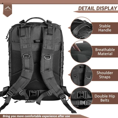 Vista 4 de Himal Military Tactical Backpack - Large Army 3 Day Assault Pack Molle Bag Rucksack,40L
