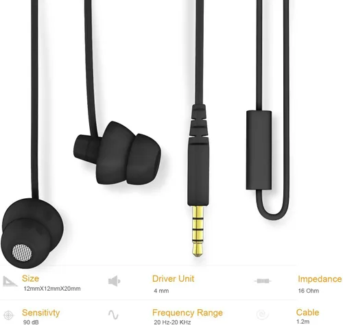 Vista 5 de MAXROCK (TM) Audífonos para Dormir Totalmente Suaves de Silicona con Tapones para los Oídos y Micrófono para Celulares, Tabletas y Conector de 3,5