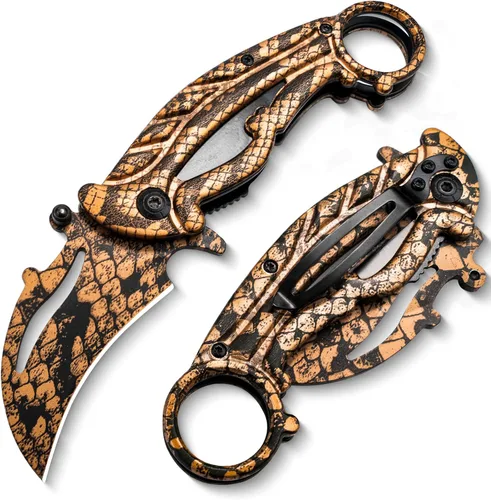 VALHALLA Cuchillo plegable cuchillo de supervivencia al aire libre cuchillo de garra afilado cuchillo de supervivencia con mango inoxidable cuchillo