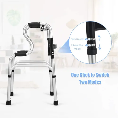 Vista 5 de Goplus Caminante plegable 3 en 1, 400 libras de certificación FDA, ayuda de movilidad para caminar resistente, se puede utilizar como riel