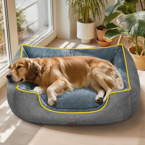 Vista 12 de Cama ortopédica para perros de tamaño mediano con funda extraíble lavable, base impermeable y antideslizante, sofá para gatos, cómoda cama