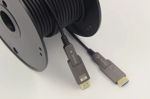 Vista 3 de Cable HDMI de fibra óptica 8K de 6.6 pies, micro HDMI a HDMI 2.1, desmontable tipo A+D, ultra velocidad de 48 Gbps, HDR, 3D, eARC, en pared Cl2