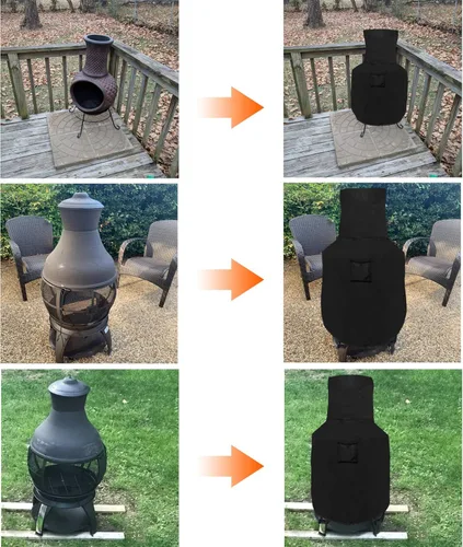 Vista 6 de WOMACO Cubierta de chimenea impermeable para chimenea de patio, resistente a la intemperie, cubierta protectora para chimenea al aire libre