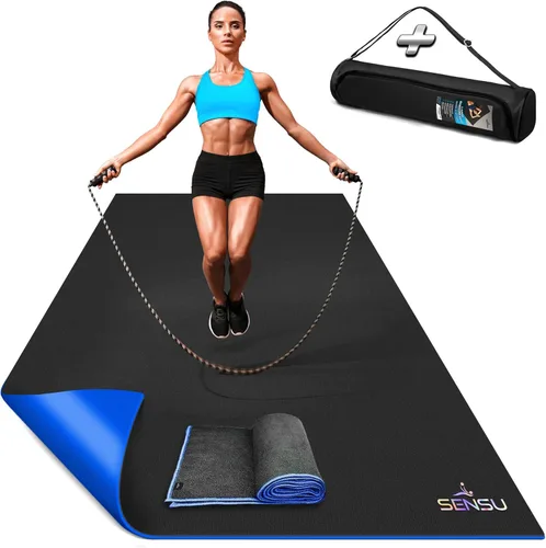 Sensu Large Exercise Mat – Extra Thick Non-Slip Workout Mat for Home Gym, Durable Shoe-Friendly Fitness Mat for Strength Training, Stretching,