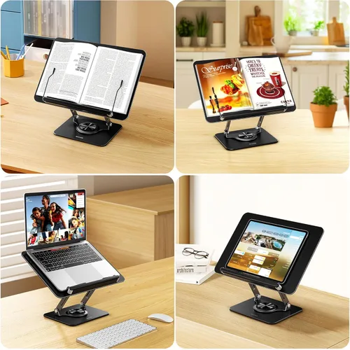 Vista 7 de BESIGN BS02 - Soporte de libro para lectura, soporte ajustable para libros, soporte ergonómico para laptop con clips elásticos para páginas