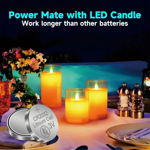 Vista 4 de Batería de litio CR2032 de 3 voltios, pila de botón de moneda, paquete de 200