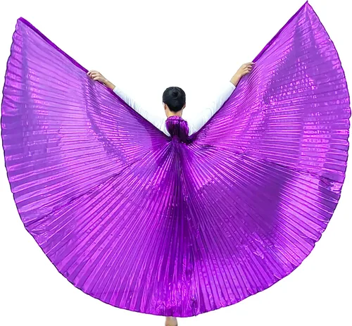 Vista 16 de Wuchieal Disfraz de danza del vientre de 2 palos y coak de ángel para mujer 0#amarillo-rojo-azul