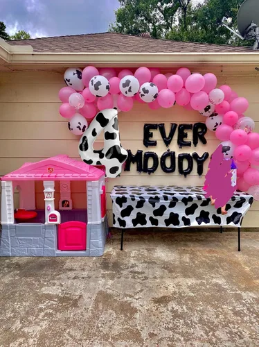 Vista 4 de Globos con números con estampado de vaca, globos de 40 pulgadas del número 0-9 (cero-nueve), globo de vaca para suministros de fiesta de cumpleaños