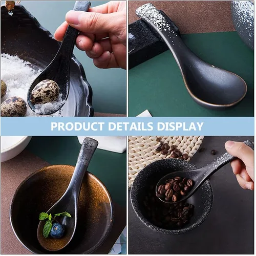 Vista 9 de DOITOOL 5 cucharas de arroz de cerámica, elegante diseño suave, mango cómodo, vajilla decorativa para uso doméstico, fácil de limpiar y mantener