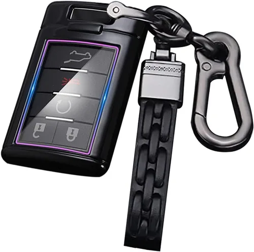 ontto Funda para llavero Cadillac para Chevrolet C7, Corvette, protección completa, funda de llave de automóvil ABS para SRX DTS STS XTS CTS Negro