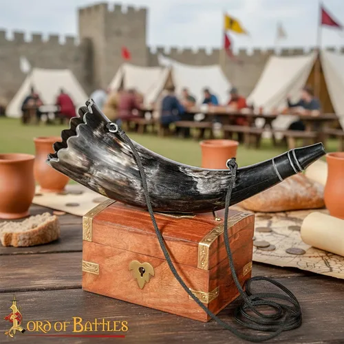 Vista 5 de Cuerno vikingo Pibole de buey auténtico, hecho a mano, estilo medieval