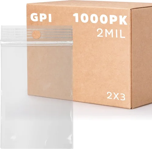 Vista 12 de GPI - 2 x 2 pulgadas - Paquete de 100 bolsas de plástico transparente con cierre de cremallera de 2 mil de grosor, agujero para colgar, bolsas