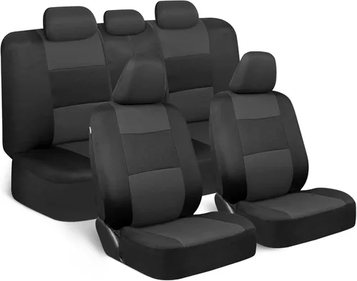 Vista 26 de BDK PolyPro - Juego completo de fundas de asiento de auto en menta sobre negro – Fundas de asiento delantero y trasero divididas para auto