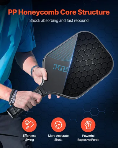 Vista 3 de VEVOR Pickleball Paddle, T700 Carbon Fiber Surface & Honeycomb Core, Pickleball Paddle with Increased Power & Control & Spin Pickle Ball Racket for