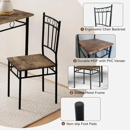 Vista 6 de Vipbear Juego de mesa de cocina de 5 piezas, juego de mesa de comedor para 4, juegos de mesa de comedor con 4 sillas, juego de mesa de cocina