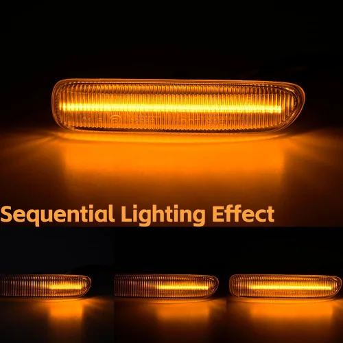 Vista 6 de NJSBYL Faros de Marca Lateral de Lente Transparente para BMW E46 1999-2001 Serie 3 Sedán E46 y 1999-2003 Serie 3 Coupé E46 LED Ámbar Delantero