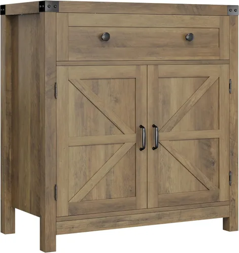 Vista 8 de HOSTACK Coffee Bar Cabinet, Kitchen Storage Cabinet, Modern Farmhouse Buffet Sideboard with Drawer and Adjustable Shelf, Barn Door Accent Cabinets