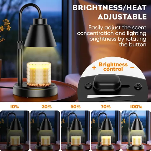 Vista 2 de Candle Warmer Lamp with Adjustable Height, Dimmable Candle Warmer with Timer, Candle Warmer Lamp for Jar Candles with No Flame, Candle Wax Warmer