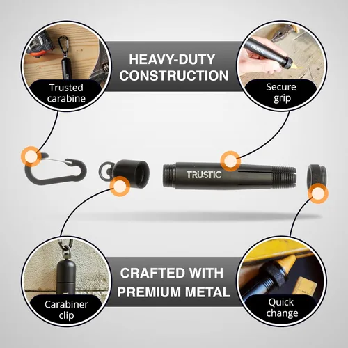 Vista 3 de Soporte para crayones de quilla de madera para crayones redondos o hexagonales de 1/2", soporte de metal de carpintero de construcción resistente