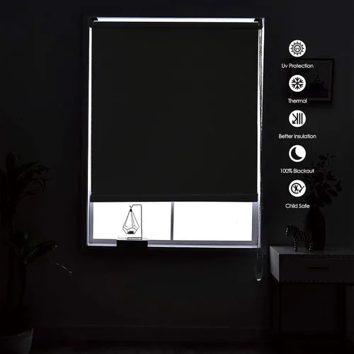 Vista 3 de Persiana enrollable 100 % opaca, con tela de protección UV con aislamiento térmico, persianas opacas para dormitoriooficinahogar, fácil de instalar