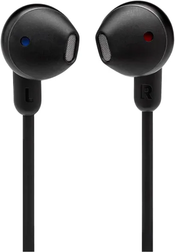 Vista 2 de JBL Tune 215 - Auriculares intrauditivos inalámbricos Bluetooth con micrófono de 3 botones/control remoto y cable plano, color negro, pequeño