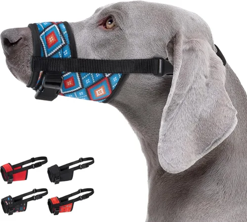 Vista 8 de CollarDirect Bozal para perro, diseño actualizado, ajustable, suave, transpirable, de nailon tribal, protector bucal para perros pequeños, medianos