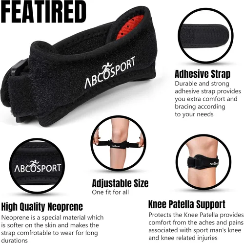 Vista 3 de Abco Tech Patella Knee Strap - Knee Pain Relief - Tendon and Knee Support for Running, Hiking, Soccer, Basketball, Volleyball and Exercise - Runners