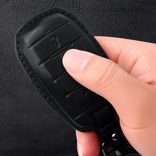 Vista 6 de Tukellen para Funda de Llavero de Dodge Funda de Llavero de Cuero Genuino Funda Protectora Compatible con 2019-2025 Dodge RAM 1500 2500 3500 Carcasa