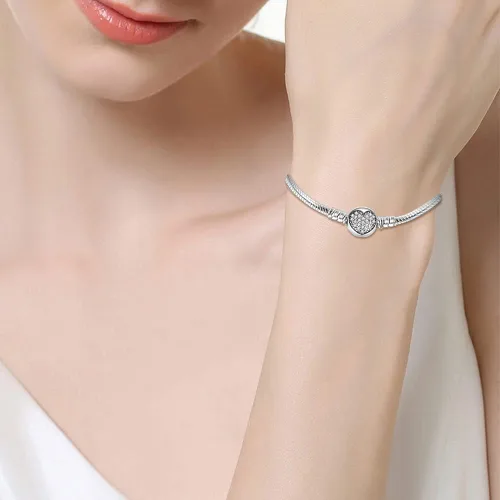 Vista 3 de KUNSIR Pulsera de serpiente para dijes, joyería de plata, pulsera de cadena de serpiente, se adapta a cualquier abalorio de regalo para mujeres