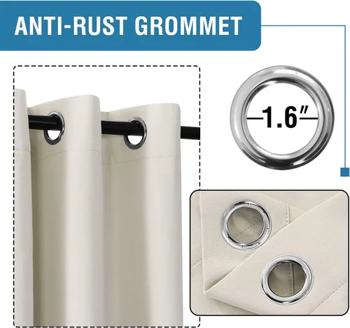 Vista 3 de H.VERSAILTEX Cortinas térmicas 100% opacas con aspecto de lino, cortinas térmicas para sala de estar, cortinas de arpillera texturizadas con ojales